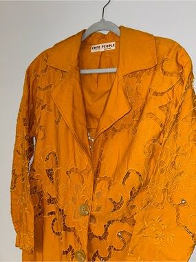 Free People Susanna Cutwork Eyelet Lace Longline Duster Jacket size small